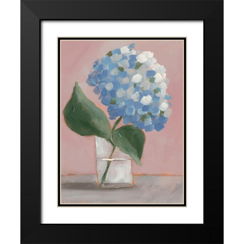 Single Hydrangea II Black Modern Wood Framed Art Print with Double Matting by Moore, Regina