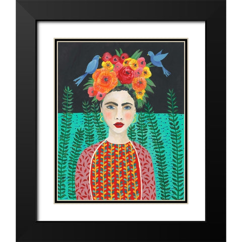 Frida Headdress II Black Modern Wood Framed Art Print with Double Matting by Moore, Regina