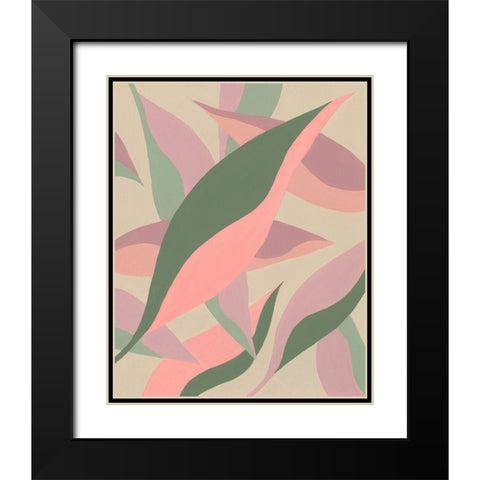 Elongated Leaves I Black Modern Wood Framed Art Print with Double Matting by Moore, Regina