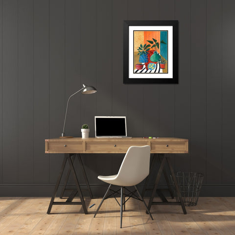 Colorful Tablescape II Black Modern Wood Framed Art Print with Double Matting by Moore, Regina