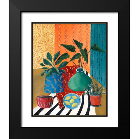 Colorful Tablescape II Black Modern Wood Framed Art Print with Double Matting by Moore, Regina