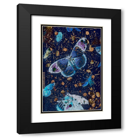 Confetti with Butterflies I Black Modern Wood Framed Art Print with Double Matting by Arbel, Lori