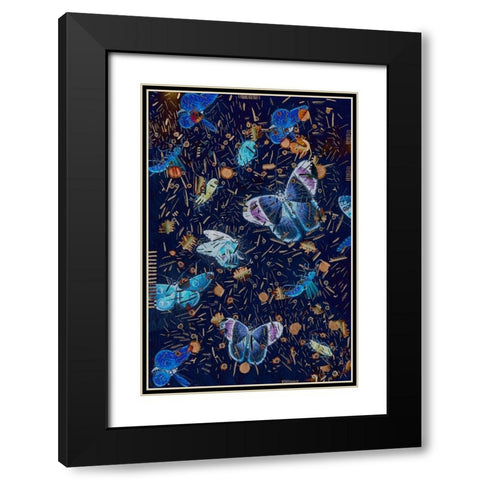 Confetti with Butterflies II Black Modern Wood Framed Art Print with Double Matting by Arbel, Lori