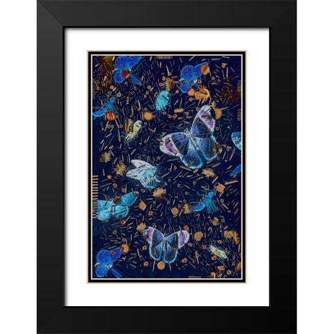 Confetti with Butterflies II Black Modern Wood Framed Art Print with Double Matting by Arbel, Lori