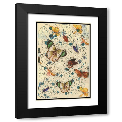 Confetti with Butterflies III Black Modern Wood Framed Art Print with Double Matting by Arbel, Lori