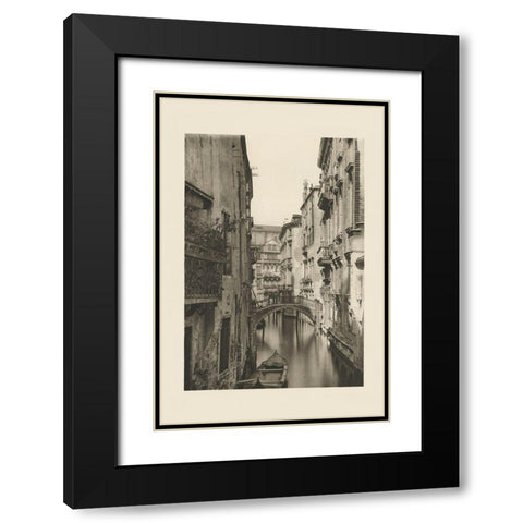 Vintage Views of Venice IV Black Modern Wood Framed Art Print with Double Matting by Ongania, Ferdinand