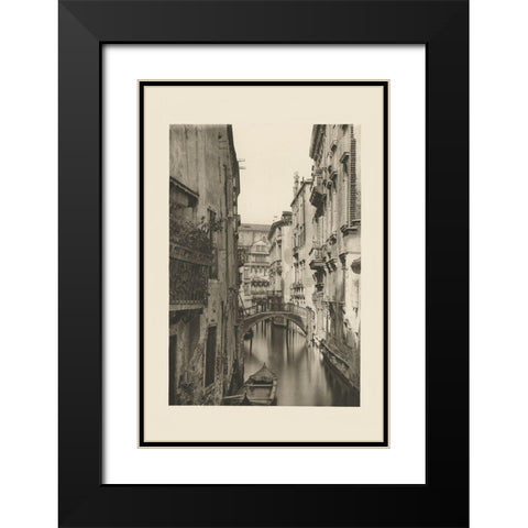 Vintage Views of Venice IV Black Modern Wood Framed Art Print with Double Matting by Ongania, Ferdinand