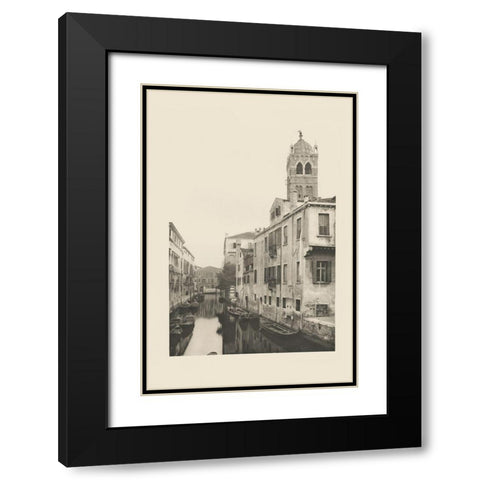 Vintage Views of Venice VII Black Modern Wood Framed Art Print with Double Matting by Ongania, Ferdinand