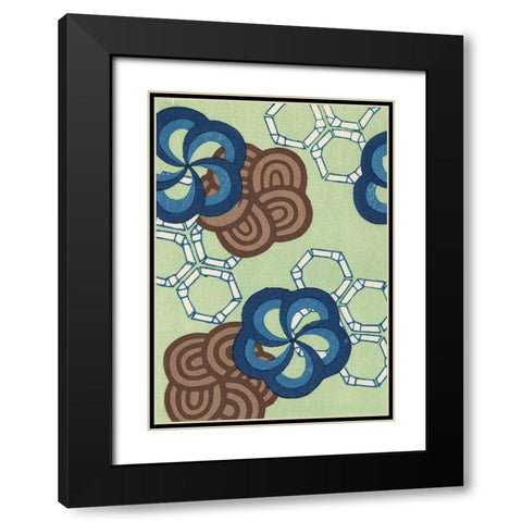 Japanese Graphic Design VI Black Modern Wood Framed Art Print with Double Matting by Furuya, Korin