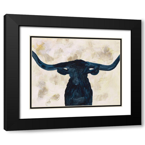 Blue Shadow I Black Modern Wood Framed Art Print with Double Matting by Wang, Melissa
