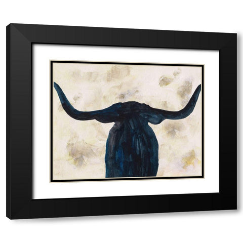 Blue Shadow II Black Modern Wood Framed Art Print with Double Matting by Wang, Melissa