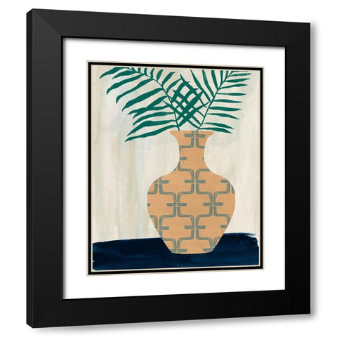 Palm Branches I Black Modern Wood Framed Art Print with Double Matting by Wang, Melissa