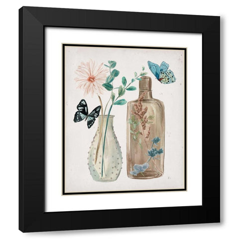 Butterflies and Flowers IV Black Modern Wood Framed Art Print with Double Matting by Wang, Melissa