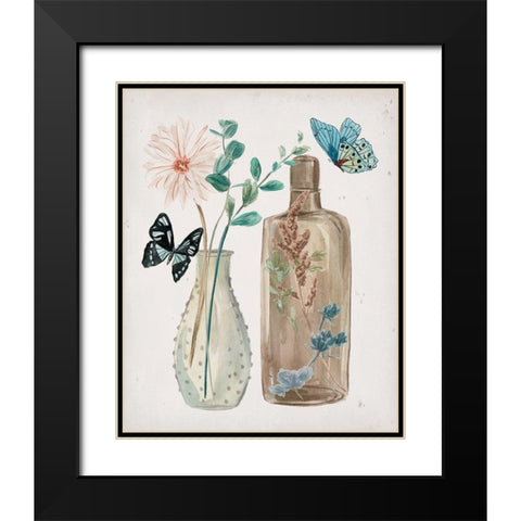 Butterflies and Flowers IV Black Modern Wood Framed Art Print with Double Matting by Wang, Melissa