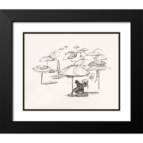 Rough Seaside Sketch II Black Modern Wood Framed Art Print with Double Matting by Caroline, Emma