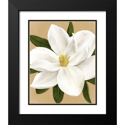 Magnolia on Gold I Black Modern Wood Framed Art Print with Double Matting by Popp, Grace