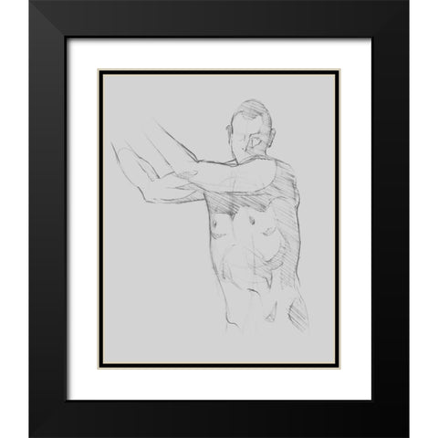 Male Torso Sketch III Black Modern Wood Framed Art Print with Double Matting by Green, Jacob