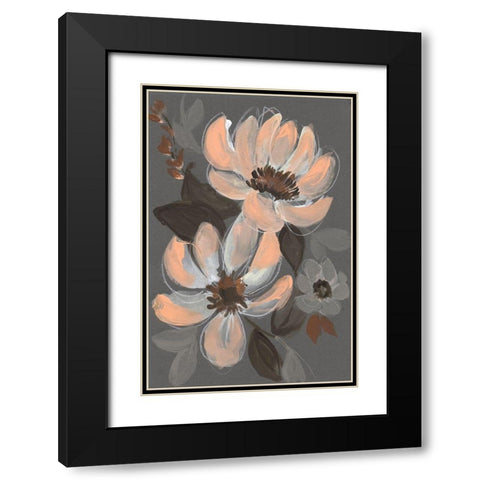 Peach and Sienna Bouquet I Black Modern Wood Framed Art Print with Double Matting by Goldberger, Jennifer