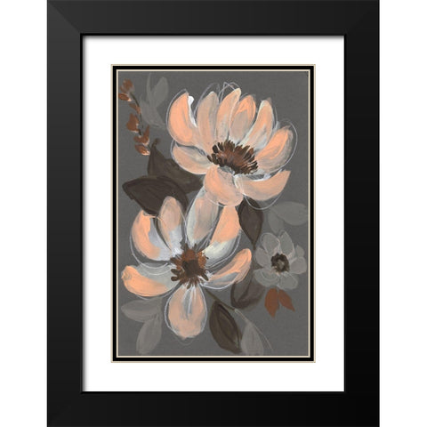 Peach and Sienna Bouquet I Black Modern Wood Framed Art Print with Double Matting by Goldberger, Jennifer