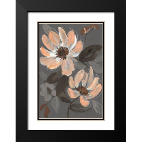 Peach and Sienna Bouquet II Black Modern Wood Framed Art Print with Double Matting by Goldberger, Jennifer