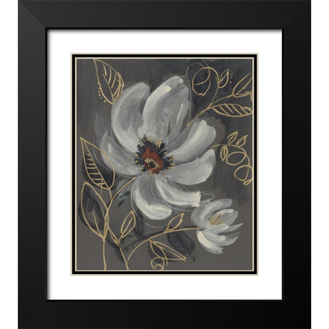 Floral Filigree I Black Modern Wood Framed Art Print with Double Matting by Goldberger, Jennifer