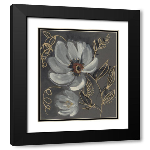 Floral Filigree II Black Modern Wood Framed Art Print with Double Matting by Goldberger, Jennifer