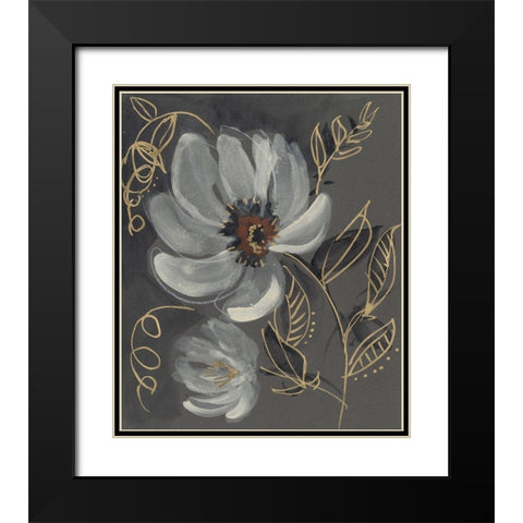 Floral Filigree II Black Modern Wood Framed Art Print with Double Matting by Goldberger, Jennifer