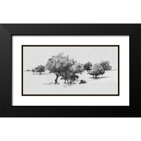 Treeline Sketch II Black Modern Wood Framed Art Print with Double Matting by Caroline, Emma
