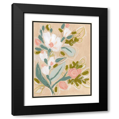 Spring Sketch I Black Modern Wood Framed Art Print with Double Matting by Vess, June Erica