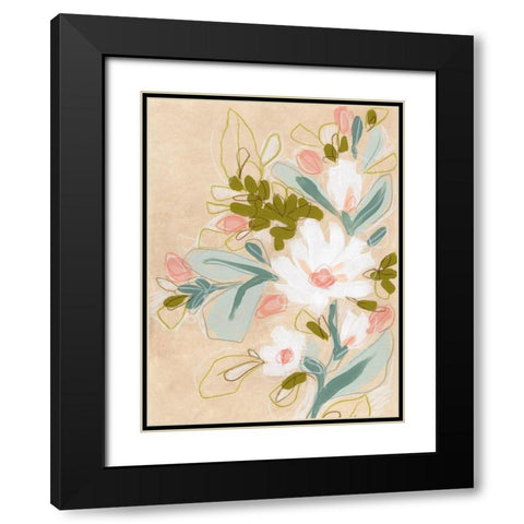Spring Sketch II Black Modern Wood Framed Art Print with Double Matting by Vess, June Erica