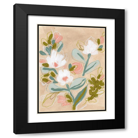 Spring Sketch III Black Modern Wood Framed Art Print with Double Matting by Vess, June Erica