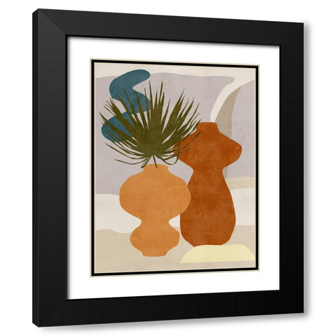 Decorated Vases I Black Modern Wood Framed Art Print with Double Matting by Wang, Melissa