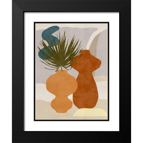 Decorated Vases I Black Modern Wood Framed Art Print with Double Matting by Wang, Melissa