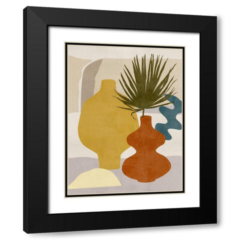 Decorated Vases II Black Modern Wood Framed Art Print with Double Matting by Wang, Melissa