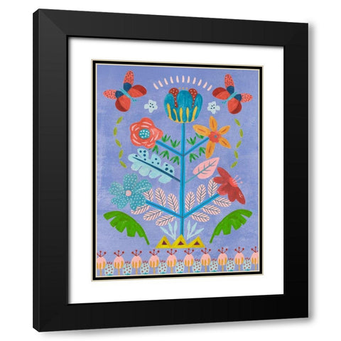 Embroidered Garden I Black Modern Wood Framed Art Print with Double Matting by Wang, Melissa