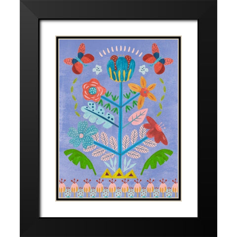 Embroidered Garden I Black Modern Wood Framed Art Print with Double Matting by Wang, Melissa