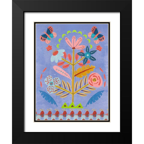 Embroidered Garden II Black Modern Wood Framed Art Print with Double Matting by Wang, Melissa