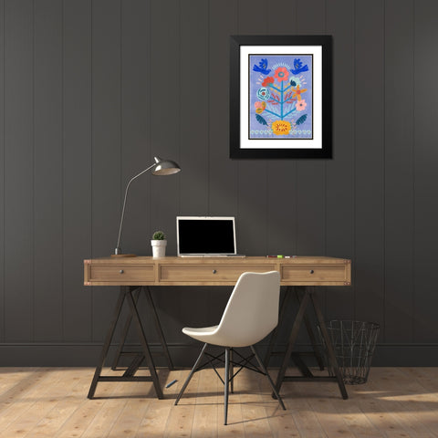 Embroidered Garden III Black Modern Wood Framed Art Print with Double Matting by Wang, Melissa