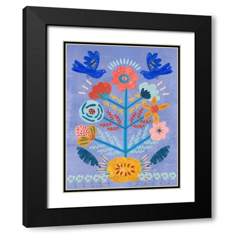 Embroidered Garden III Black Modern Wood Framed Art Print with Double Matting by Wang, Melissa