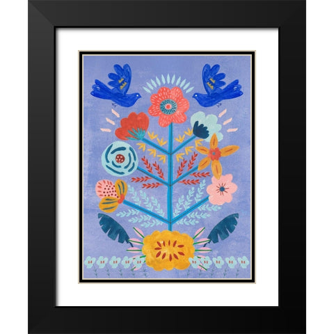 Embroidered Garden III Black Modern Wood Framed Art Print with Double Matting by Wang, Melissa