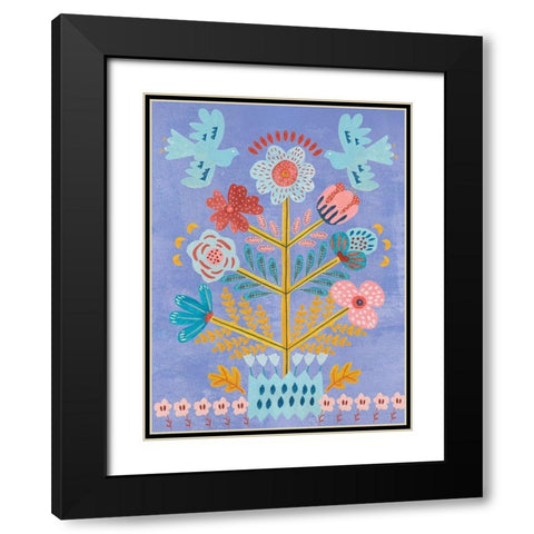 Embroidered Garden IV Black Modern Wood Framed Art Print with Double Matting by Wang, Melissa