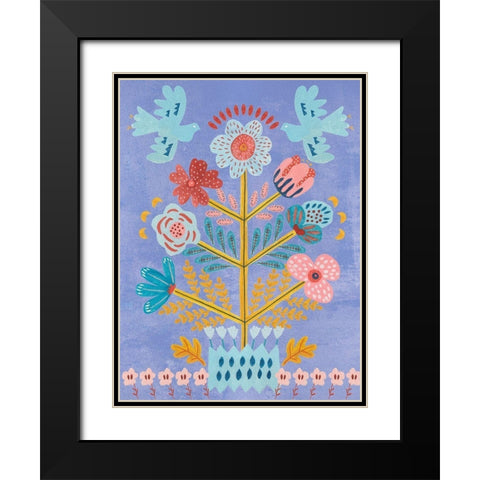 Embroidered Garden IV Black Modern Wood Framed Art Print with Double Matting by Wang, Melissa
