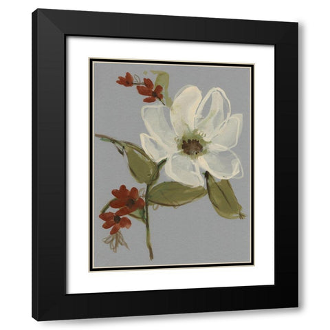 Subdued Floral II Black Modern Wood Framed Art Print with Double Matting by Goldberger, Jennifer