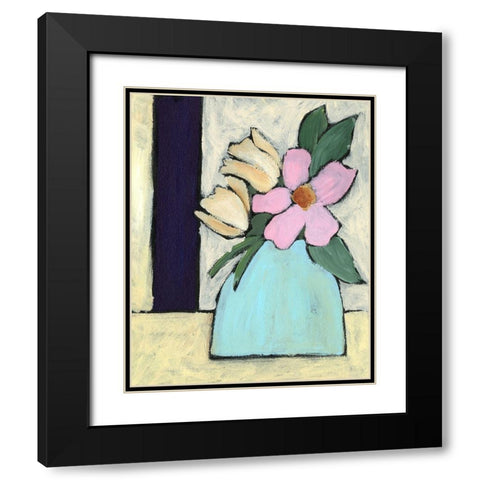 Distressed Bouquet I Black Modern Wood Framed Art Print with Double Matting by Moore, Regina