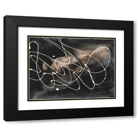 Midnight Swirl III Black Modern Wood Framed Art Print with Double Matting by Moore, Regina