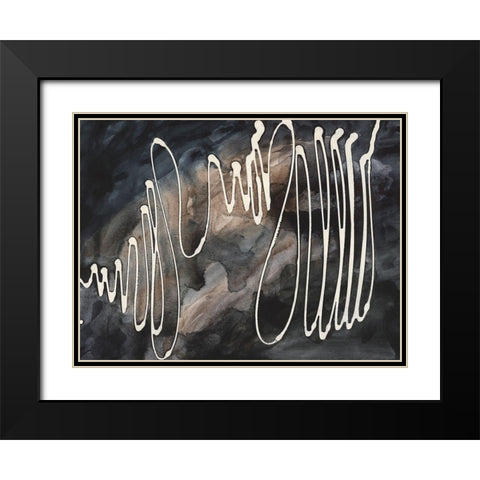 Midnight Swirl IV Black Modern Wood Framed Art Print with Double Matting by Moore, Regina