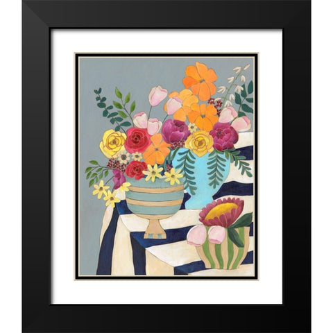 Striped Tablecloth I Black Modern Wood Framed Art Print with Double Matting by Moore, Regina