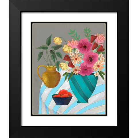 Striped Tablecloth II Black Modern Wood Framed Art Print with Double Matting by Moore, Regina