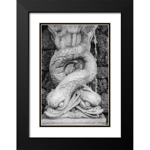 Black and White Fountain Detail I Black Modern Wood Framed Art Print with Double Matting by DeNardo, Laura