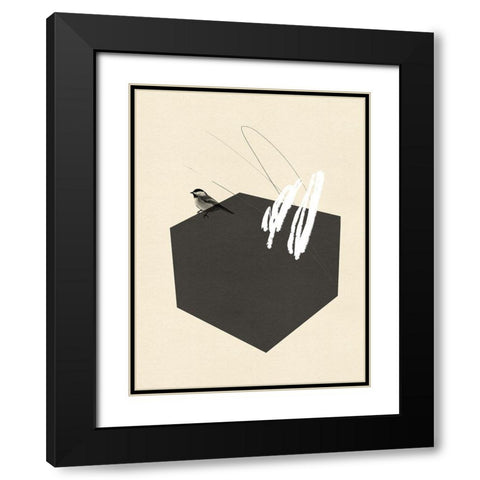 Steel Sequin with Bird II Black Modern Wood Framed Art Print with Double Matting by Green, Jacob